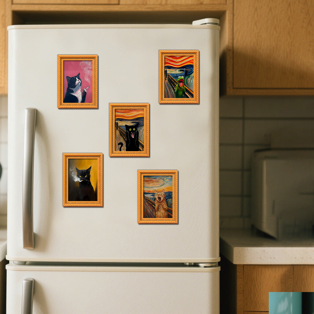 Wholesale Black Cat Series Magnetic Photo Frame Wooden Magnetic Fridge Magnet